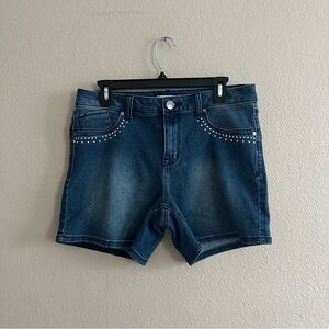 Ava & Alex Rhinestone Detailed Denim Shorts